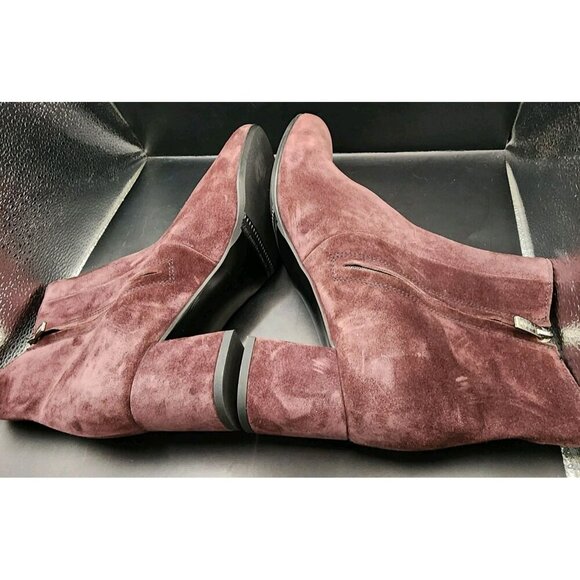 LA CANADIENNE Women's 9M JoJo Ankle Boots Suede Bordo Maroon Burgundy $525 - Picture 6 of 10